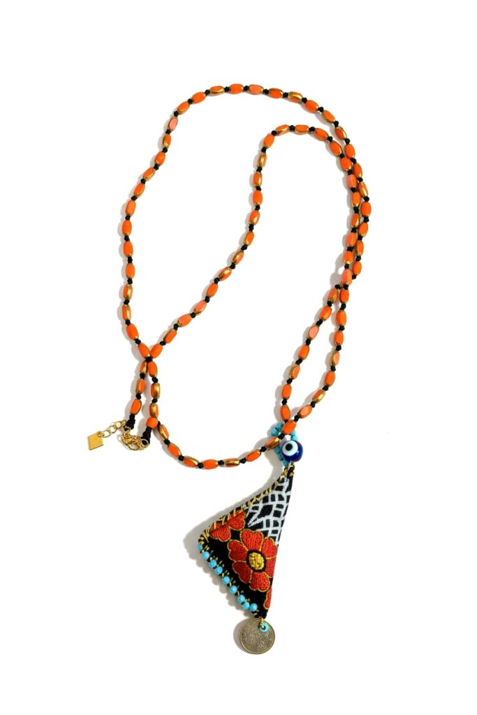 Χειροποίητο Κολιέ με Γυάλινες Χάντρες & Αποσπώμενο Charm φυλαχτό 6 κολιέ φυλαχτό