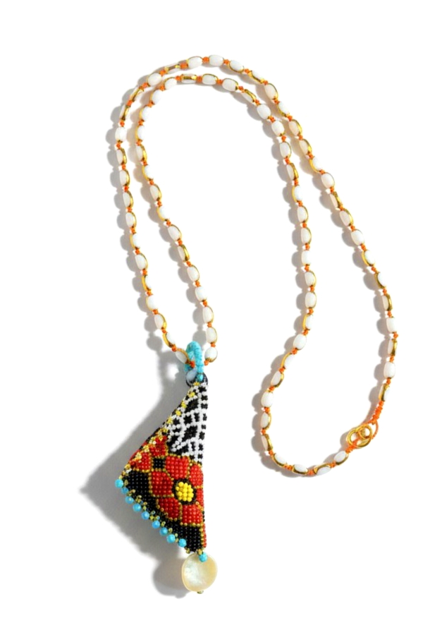 Χειροποίητο Κολιέ με Γυάλινες Χάντρες & Αποσπώμενο Charm φυλαχτό 4 κολιέ φυλαχτό