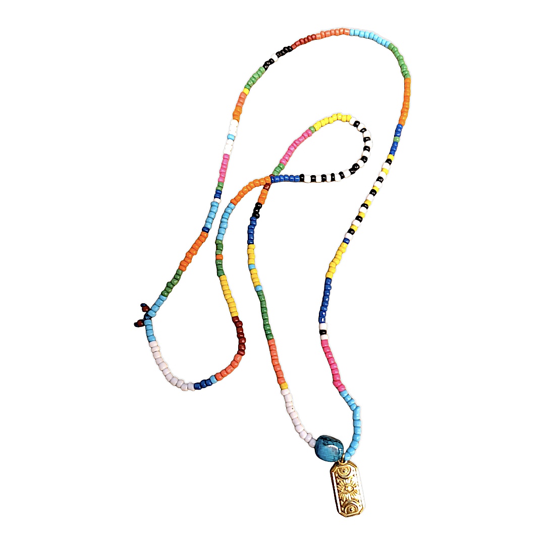 Κολιέ πολύχρωμο με φεγγάρι και μάτι(ncbd_7) 1 IMG 20240612 172518