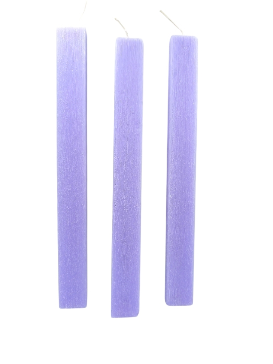 🕯 Πλακέ Αρωματικό Κερί για Πασχαλινή Λαμπάδα – ξυστή 28εκ -1τμχ(mc_1) 6 αρωματικό κερί για λαμπάδα μωβ