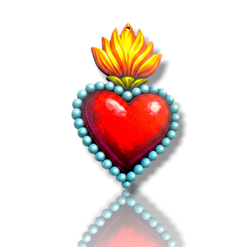 Μεξικάνικη καρδιά τυπωμένο σε ξύλο για λαμπάδα