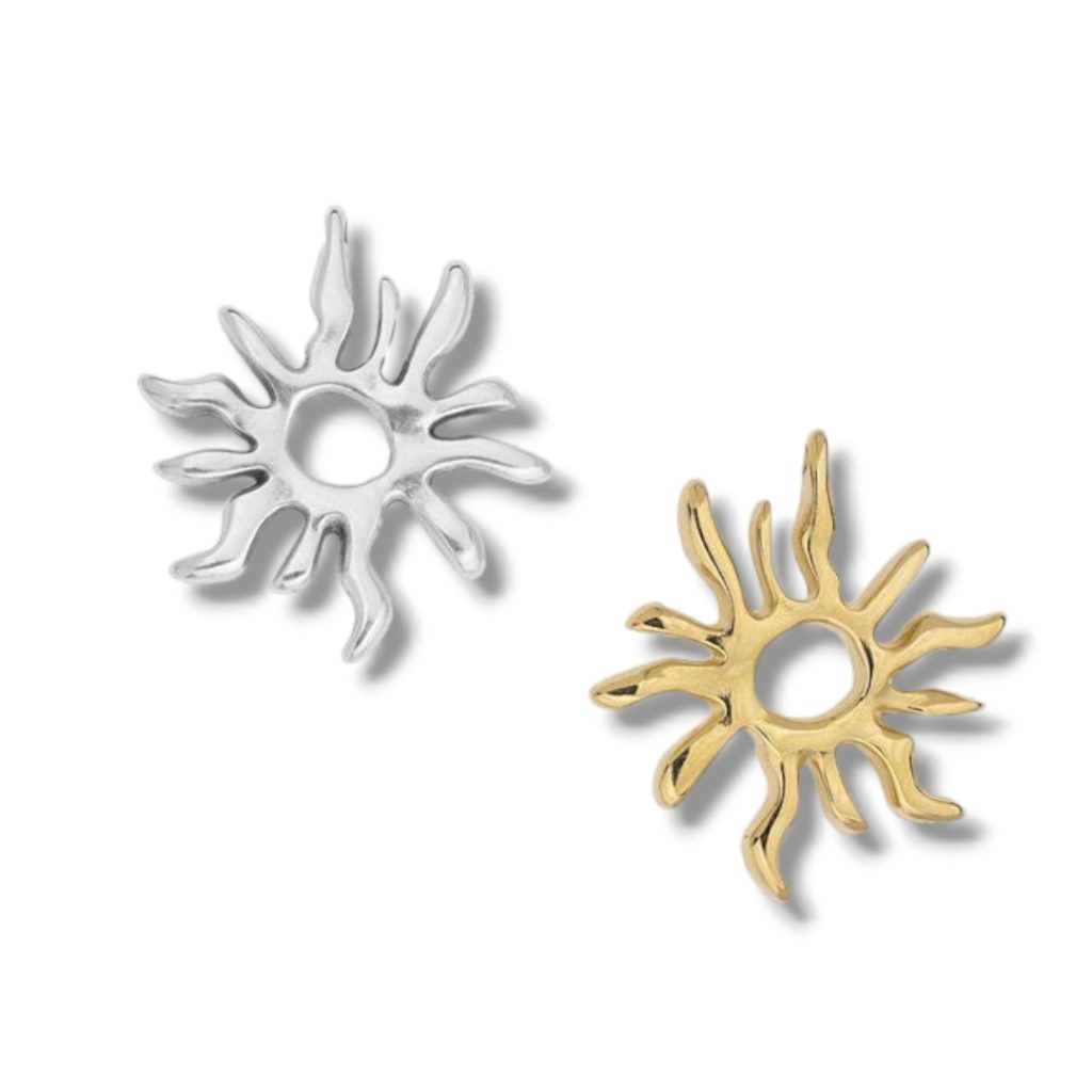 Charm ήλιος με τρύπα Φ2mm, επιχρυσωμένο ή επάργυρο