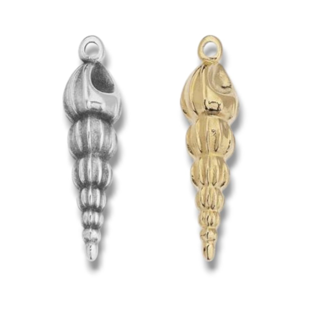 Charm κοχύλι screw shell με τρύπα Φ2mm, επιχρυσωμένο ή επάργυρο