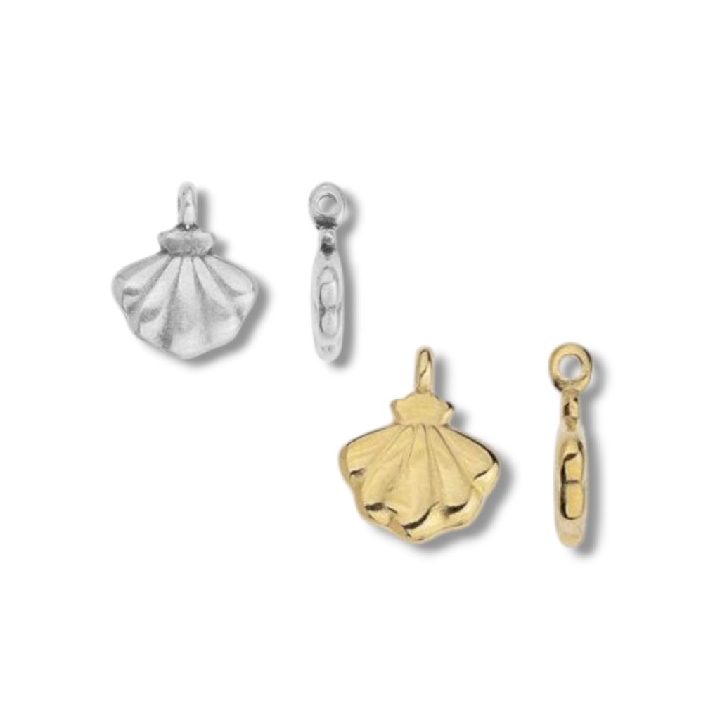 Charm κοχύλι χτένι με τρύπα Φ1.5mm, επιχρυσωμένο ή επάργυρ