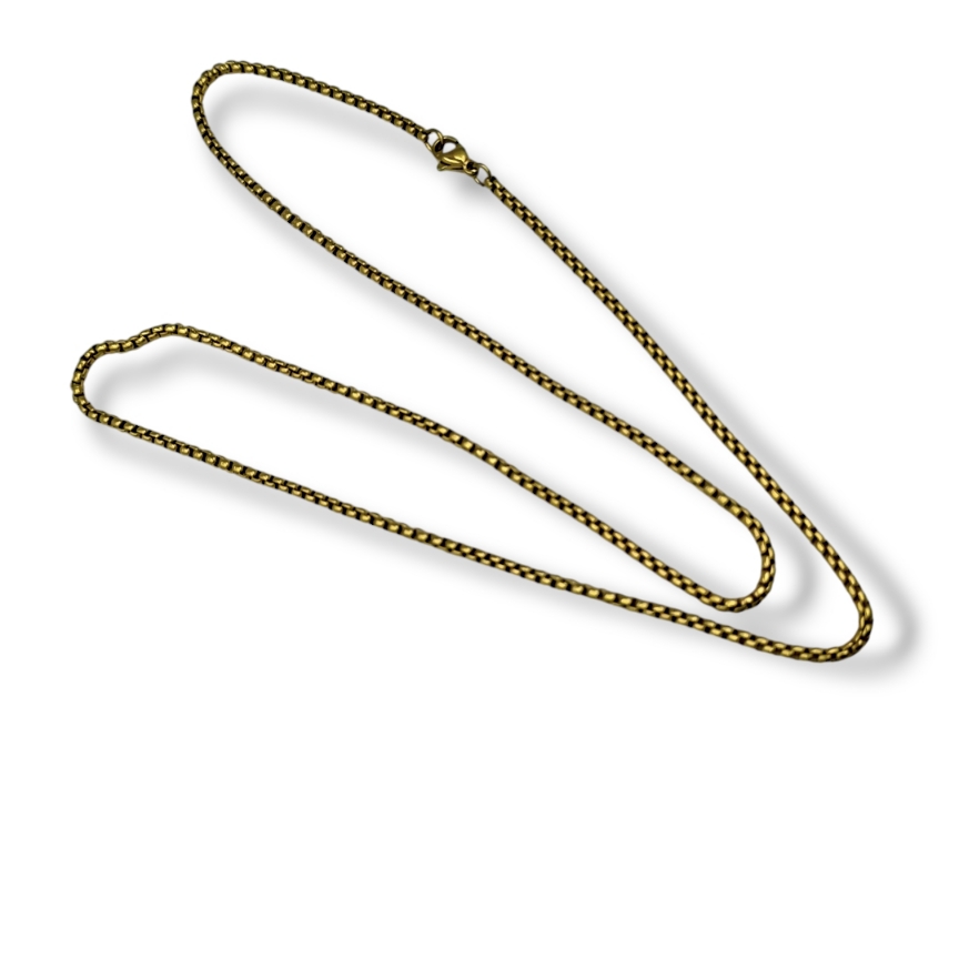 Αλυσίδα box chain 60cm από ανοξείδωτο ατσάλι – χρυσό χρώμα με τετράγωνο πλέγμα
