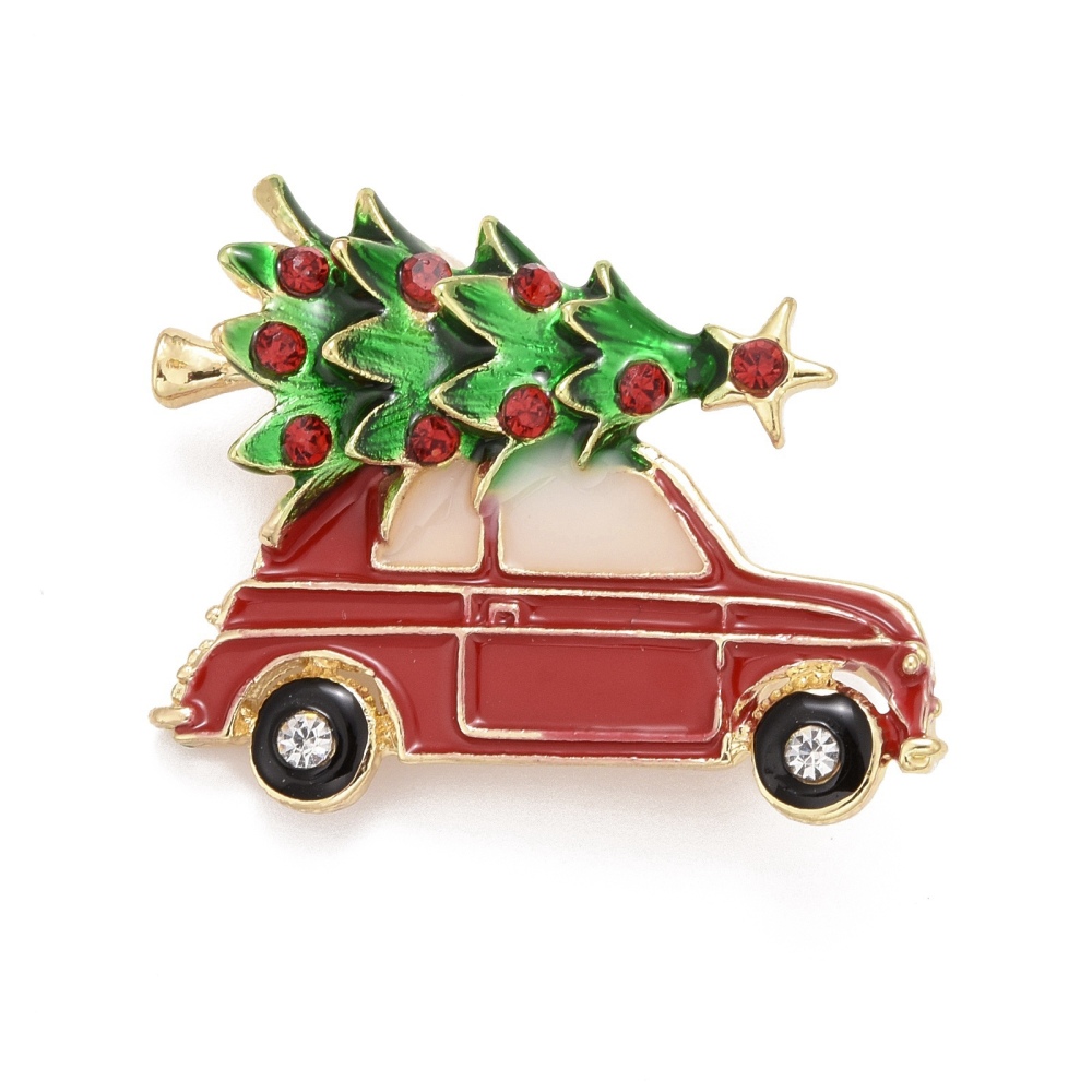 Christmas Tree with Car Enamel Pin