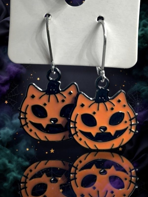σκουλαρίκια halloween pumpkin cat