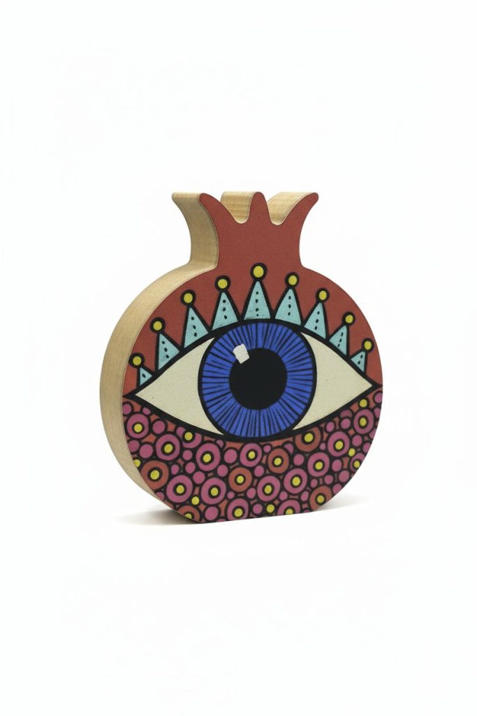 Ξύλινο ρόδι επιτραπέζιο με μάτι