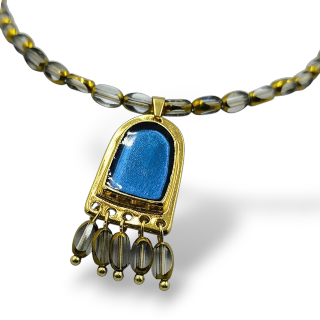 “Golden Notes – Blue Arch Necklace”