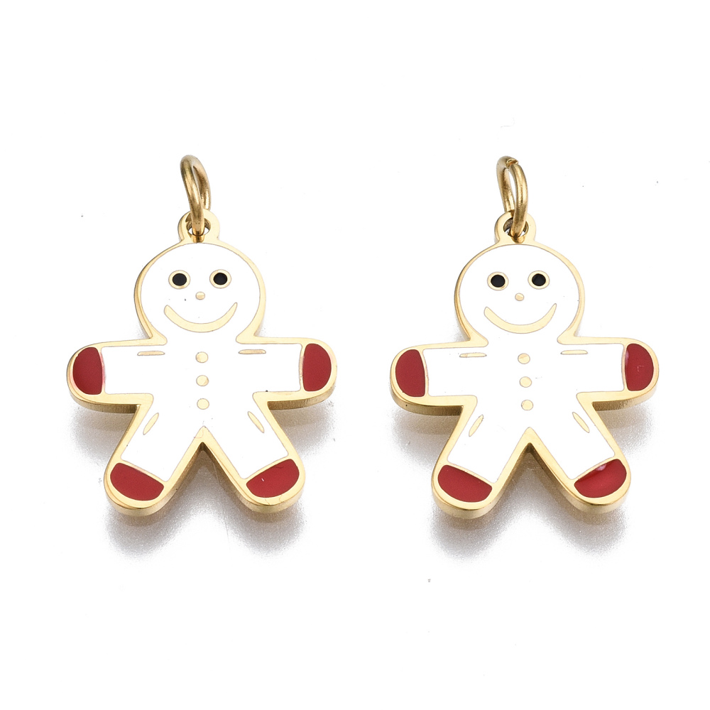 Γούρι Gingerbread Man — 316L Ανοξείδωτο Ατσάλι με Σμάλτο & 14K Χρυσή Επίστρωση