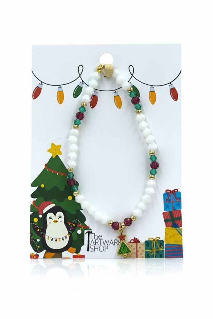 🎄 Βραχιόλι Ελαστικό Πολύχρωμο με Μενταγιόν Δέντρο