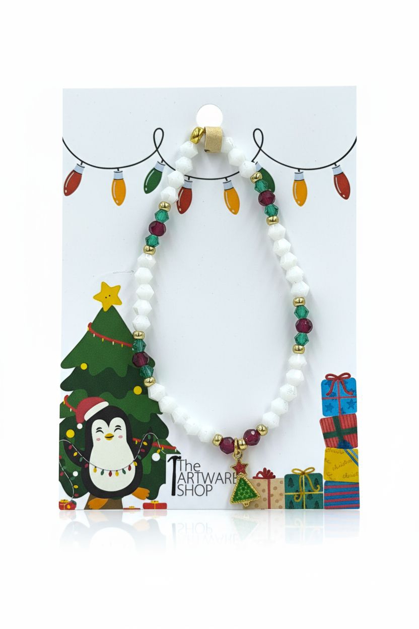 🎄 Βραχιόλι Ελαστικό Πολύχρωμο με Μενταγιόν Δέντρο 1 🎄 Βραχιόλι Ελαστικό Πολύχρωμο με Μενταγιόν Δέντρο