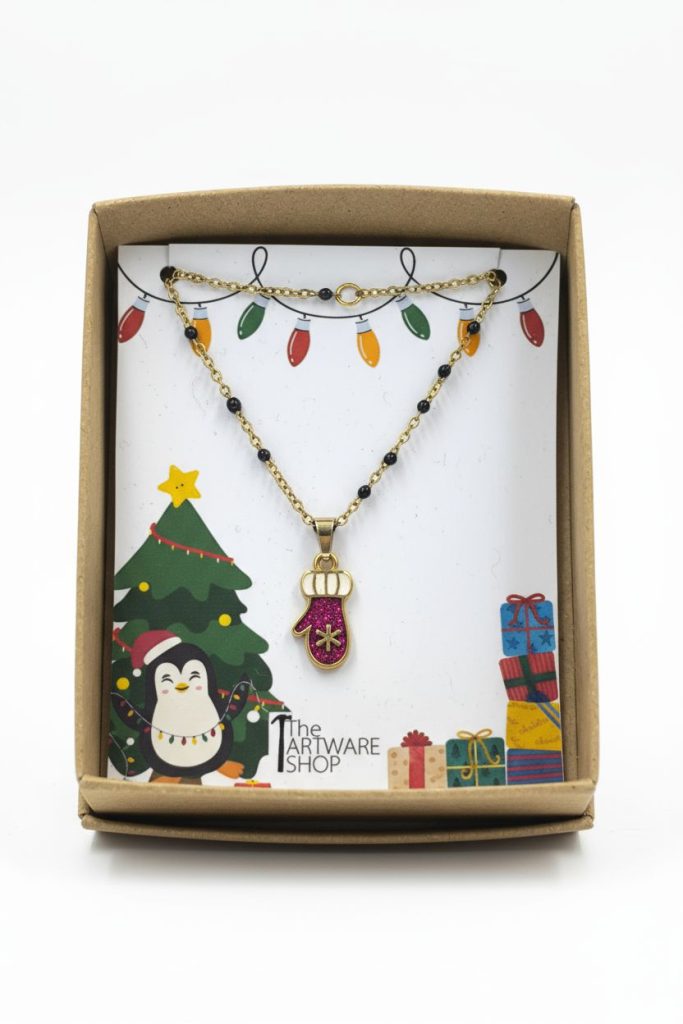 Χριστουγεννιάτικο Κολιέ Ατσάλινο Γάντι 3 Χριστουγεννιάτικο Κολιέ Ατσάλινο Γάντι