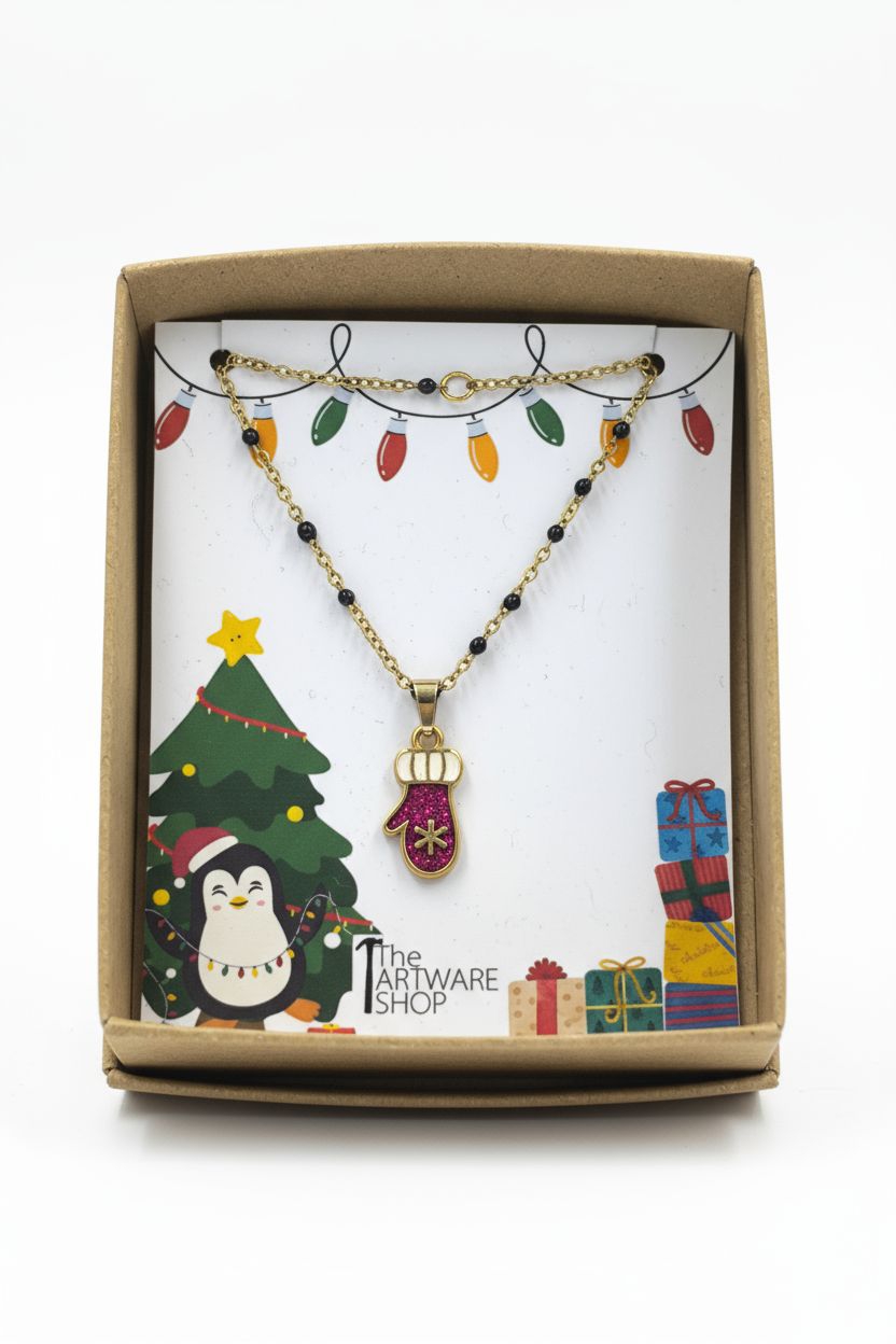 Χριστουγεννιάτικο Κολιέ Ατσάλινο Γάντι 1 Χριστουγεννιάτικο Κολιέ Ατσάλινο Γάντι