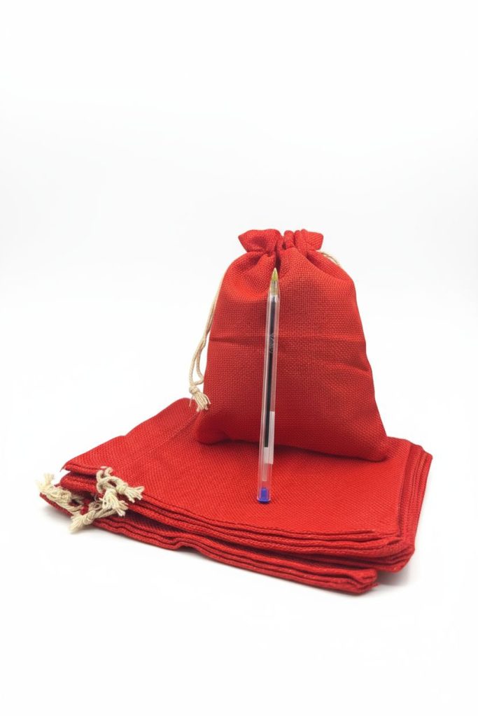 Πουγκί τύπου λινάτσα 15x20cm κόκκινο 5τμχ