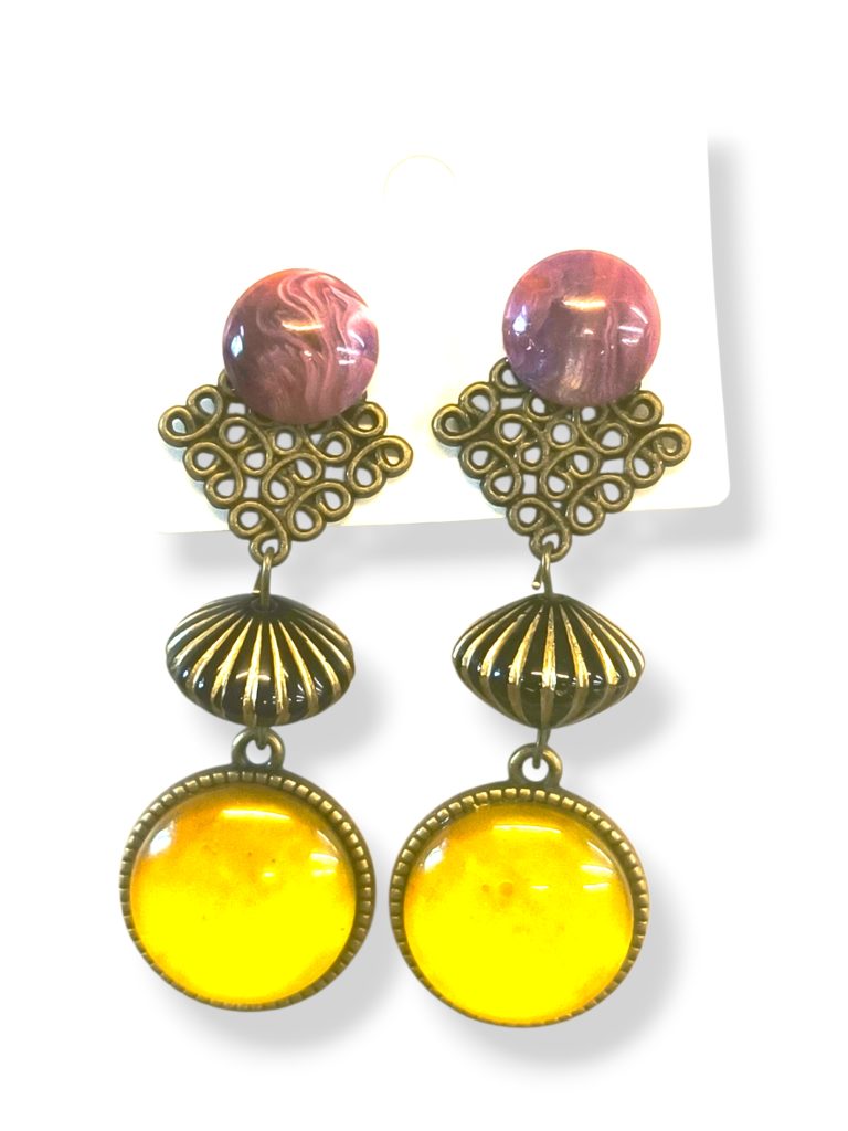 Χειροποίητα σκουλαρίκια vintage σε αντικέ μπρονζέ