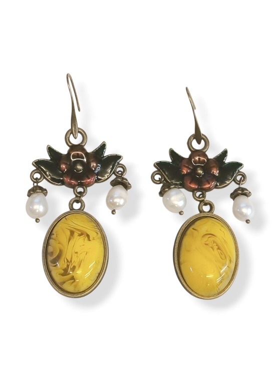 Χειροποίητα σκουλαρίκια vintage σε αντικέ μπρονζέ