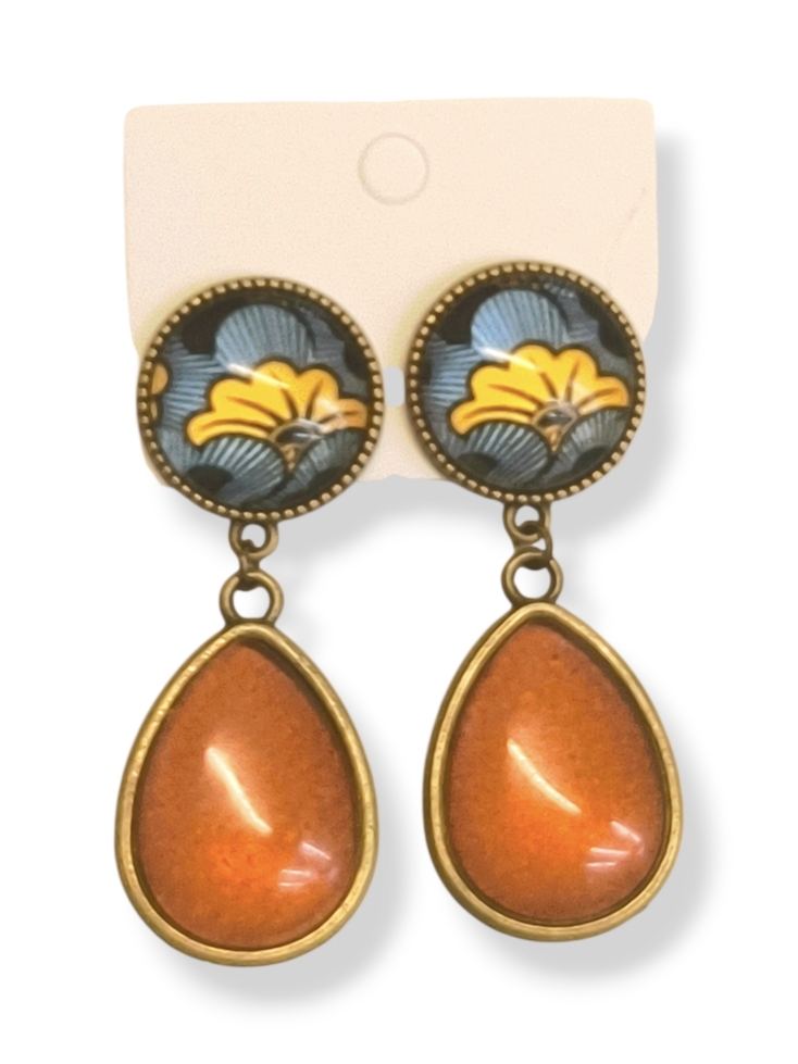 Χειροποίητα σκουλαρίκια vintage σε αντικέ μπρονζέ