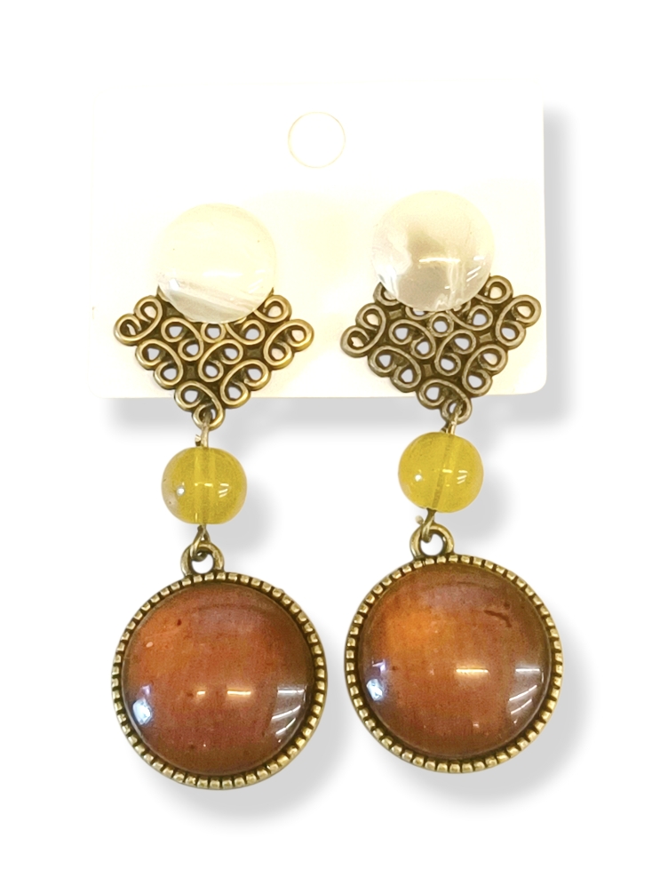 Χειροποίητα σκουλαρίκια vintage σε αντικέ μπρονζέ