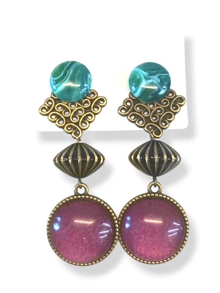 Χειροποίητα σκουλαρίκια vintage σε αντικέ μπρονζέ