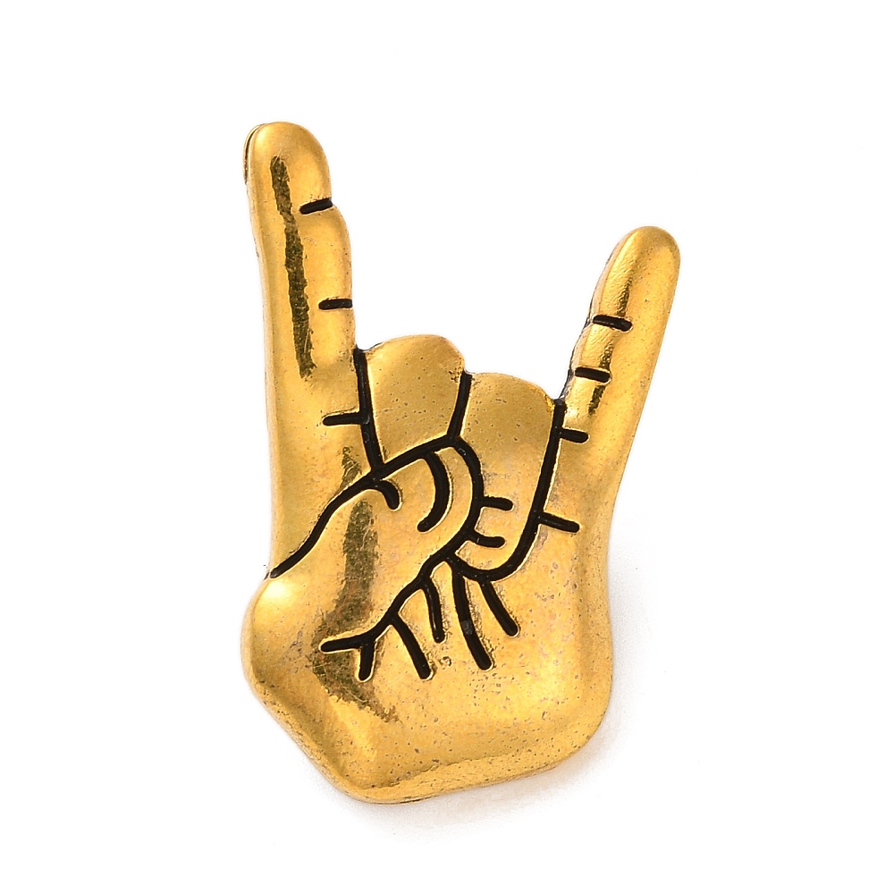 pin Χειρονομία Rock Hand(JEWB-C030-02AG) 1 Vintage καρφίτσα χειρονομία rock hand από μεταλλικό κράμα σε antique χρυσή απόχρωση