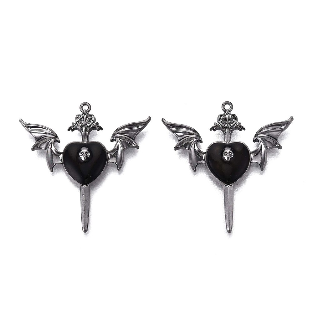 Καρδιά με φτερά και σπαθί 1 τμχ(PALLOY-T094-01) 5 καρδιά με σπαθί