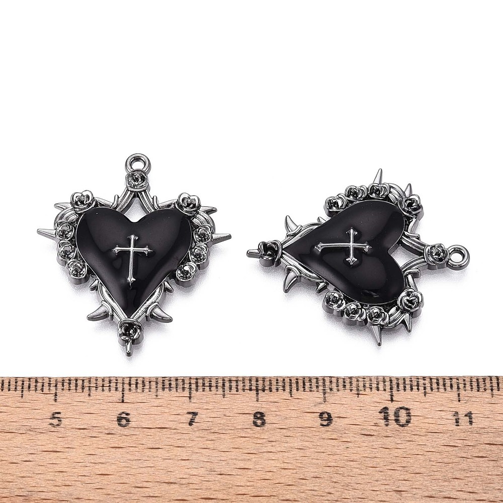 Μενταγιόν Καρδιά με Σταυρό με Σμάλτο 1 τμχ(PALLOY-T094-06) 2 PALLOY T094 06 3