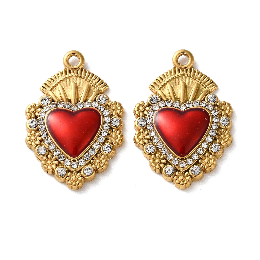 ατσάλινη καρδιά charm με σμάλτο