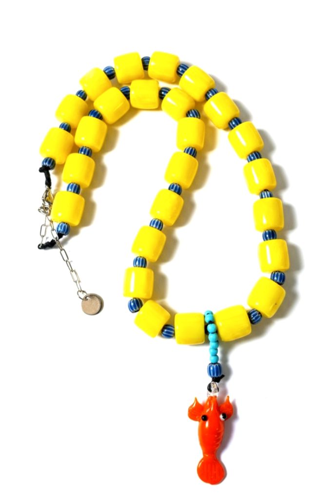 Sunny Lobster Κολιέ με Κίτρινες Χάντρες Ρητίνης & Αστακό τύπου Murano 14 Κίτρινο κολιέ με χάντρες ρητίνης και αστακό Murano