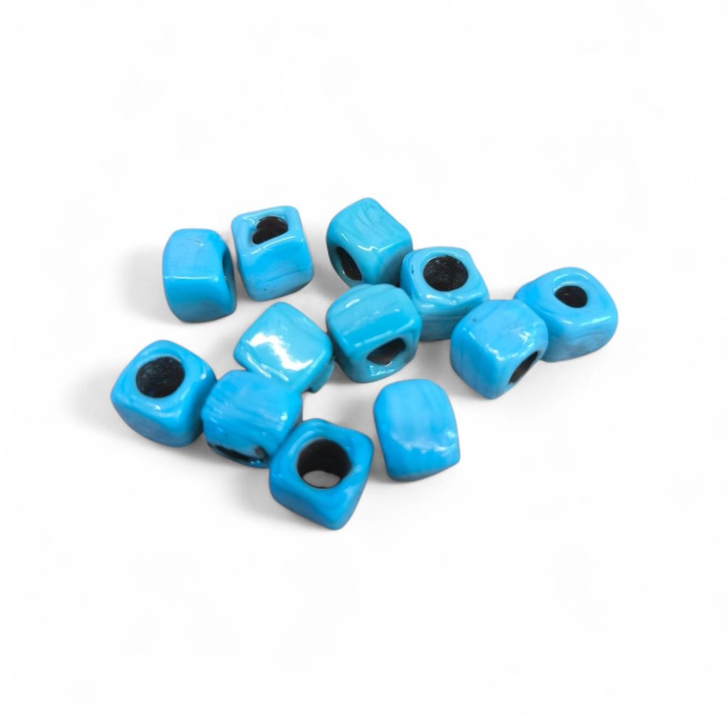 Γυάλινη γαλάζια χάντρα με μεγάλη τρύπα