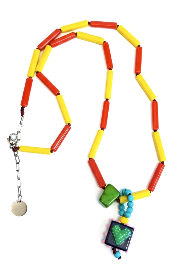 Χειροποίητο Κολιέ με Γυάλινες Χάντρες & Αποσπώμενο Charm Πολύχρωμο 9 Χειροποίητο πολύχρωμο κολιέ με γυάλινες χάντρες και αποσπώμενο ατσάλινο charm