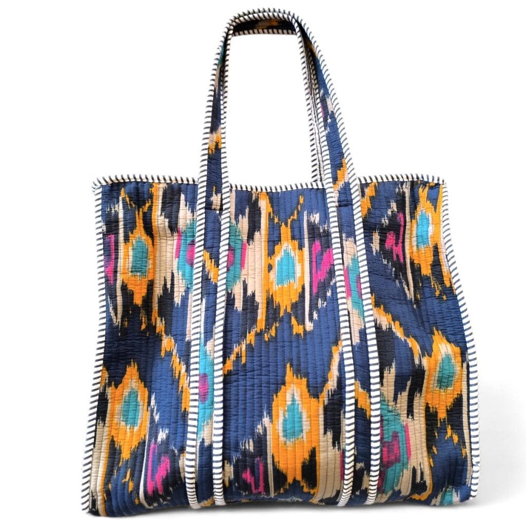 Καπιτονέ Tote Bag Βαμβακερή με Έθνικ Μοτίβο – Με Φερμουάρ & Εσωτερική Τσέπη