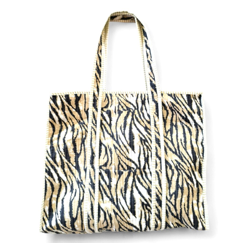 Καπιτονέ Tote Bag Βαμβακερή Animal Print Zebra – Με Φερμουάρ & Εσωτερική Τσέπη