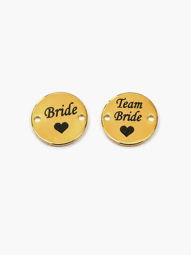 Ατσάλινα χρυσά στοιχεία Bride και Team Bride 20mm για bachelorette και DIY κοσμήματα