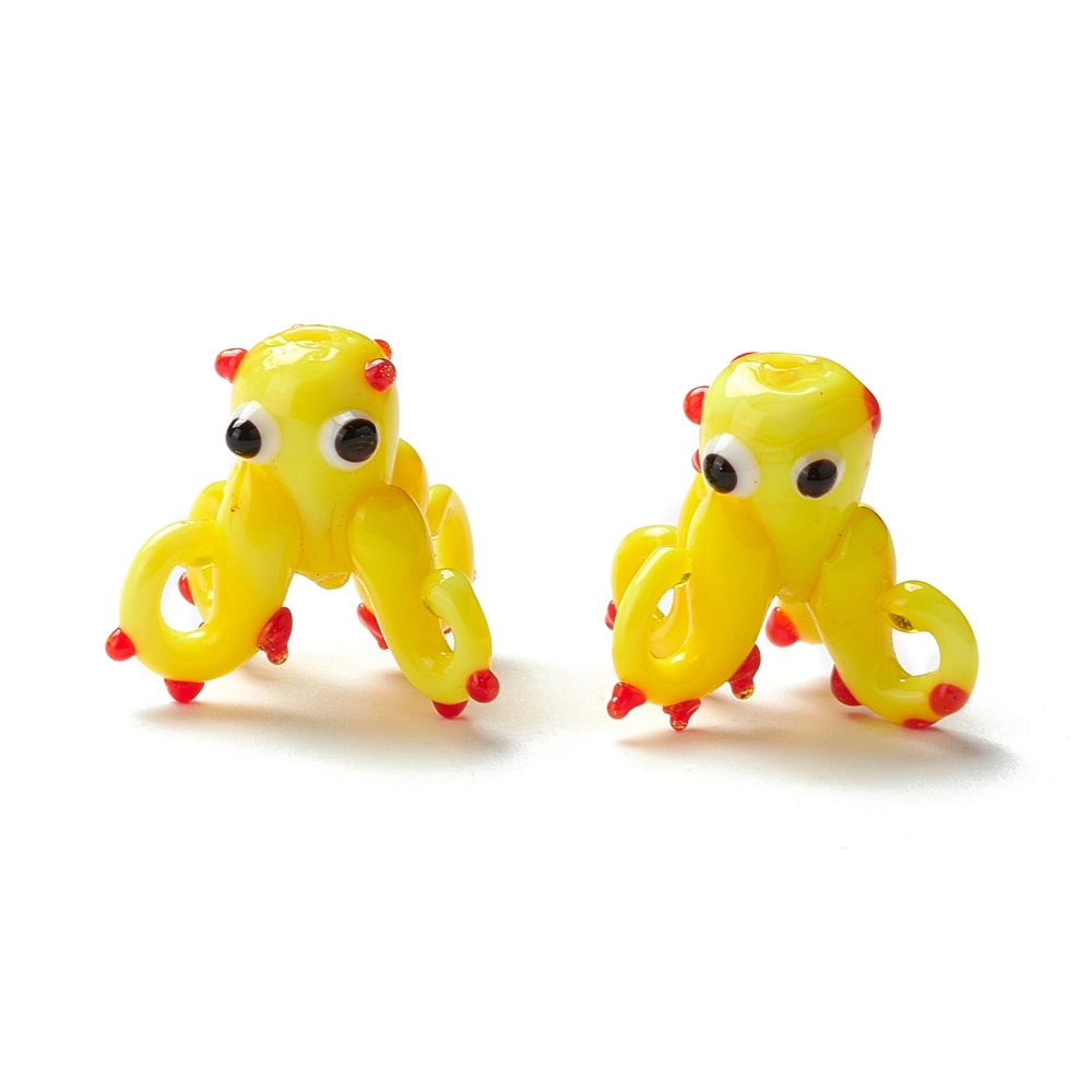 Χειροποίητη lampwork χάντρα χταπόδι σε κίτρινο χρώμα