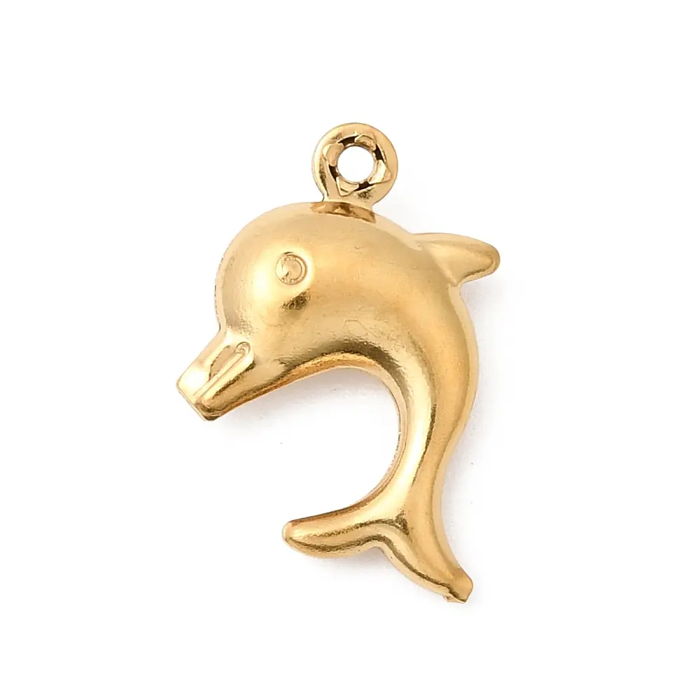 Χρυσό charm δελφίνι από ανοξείδωτο ατσάλι 304 με 18K gold plated ion plating