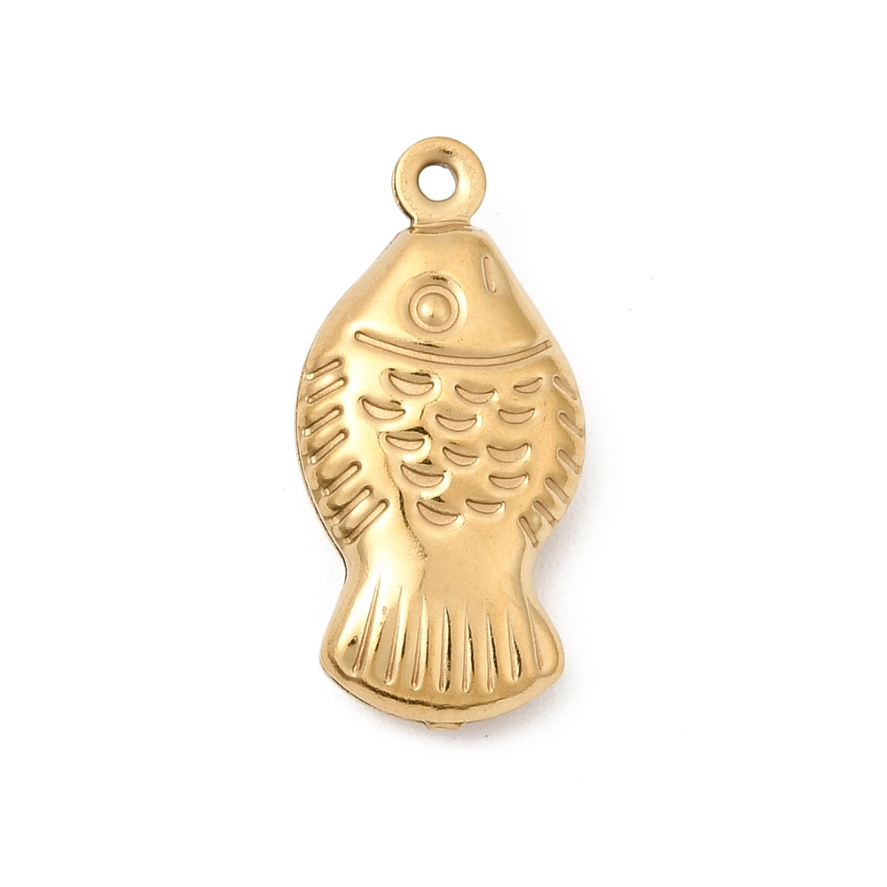 Χρυσό charm ψάρι από ανοξείδωτο ατσάλι 304 με 18K gold plated ion plating