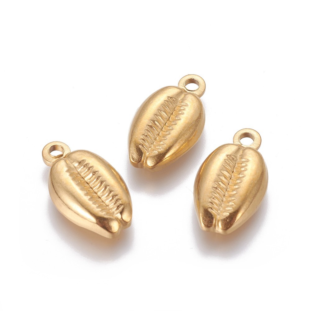 Χρυσό charm κοχύλι cowrie από ανοξείδωτο ατσάλι 304