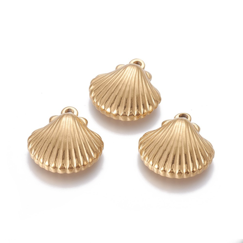 Χρυσό charm κοχύλι scallop από ανοξείδωτο ατσάλι 304